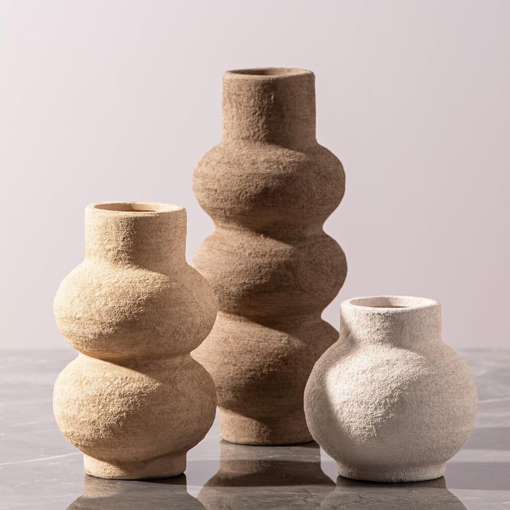 Ceramic Flower Vase Set of 3 Living Room Kitchen Decorations Modern Rustic Vases